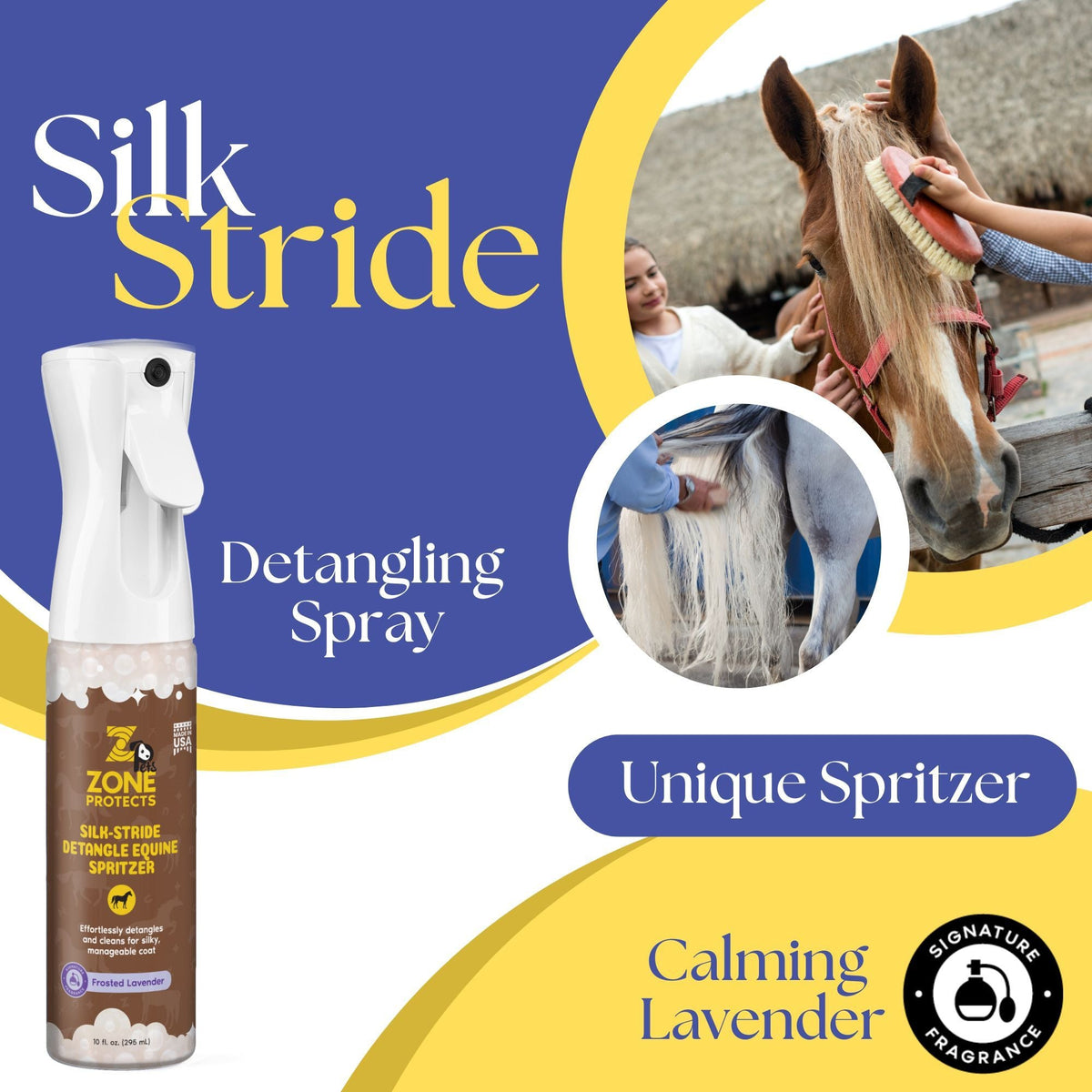 Silk Stride Detangle Equine Spritzer, Frosted Lavender