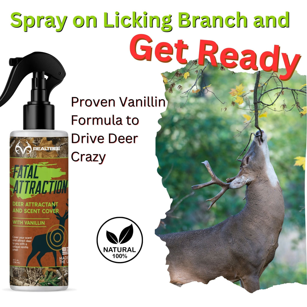 Deer Sugar; Realtree Fatal Attraction Vanillin Deer Attractant & Scent Cover