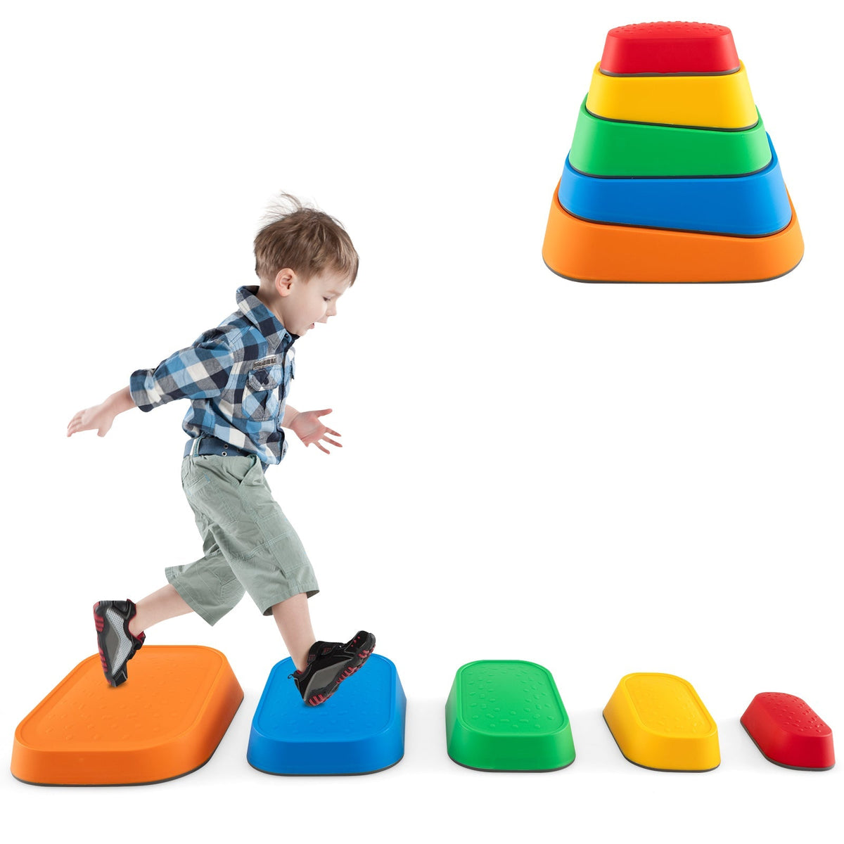 Stepping Stone for Kids 5Pcs Non-Slip Toddler River Stone Set-Multicolor