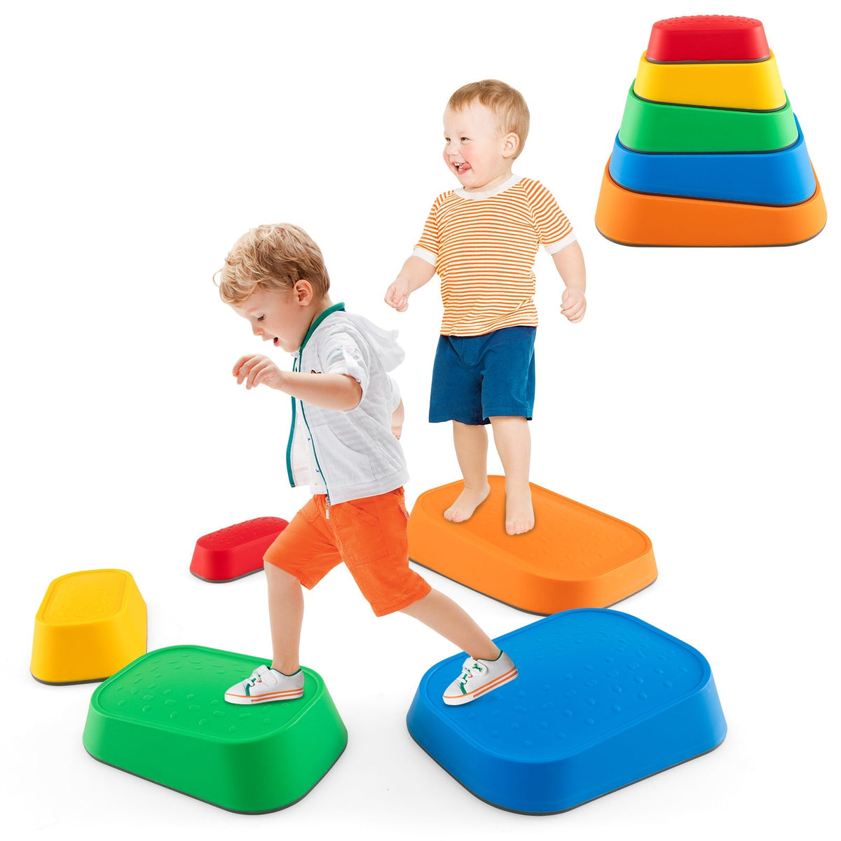 Stepping Stone for Kids 5Pcs Non-Slip Toddler River Stone Set-Multicolor