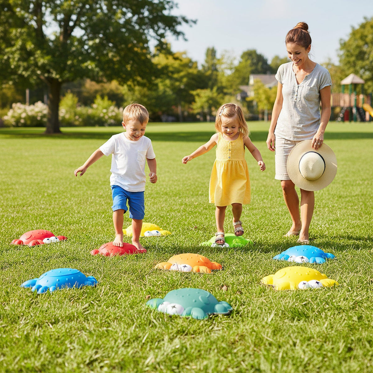 Stepping Stones for Kids 9 Pieces Non-Slip Toddler Stepping Stones Balance Sensory Toys-Multicolor
