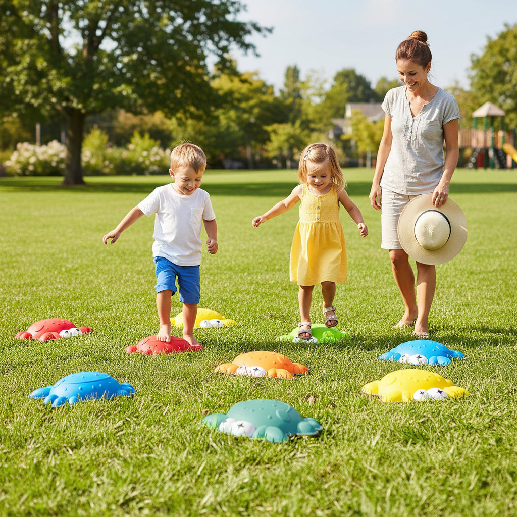 Stepping Stones for Kids 9 Pieces Non-Slip Toddler Stepping Stones Balance Sensory Toys-Multicolor