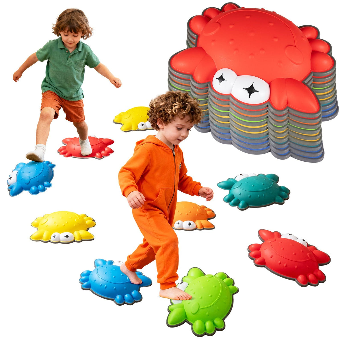 Stepping Stones for Kids 9 Pieces Non-Slip Toddler Stepping Stones Balance Sensory Toys-Multicolor