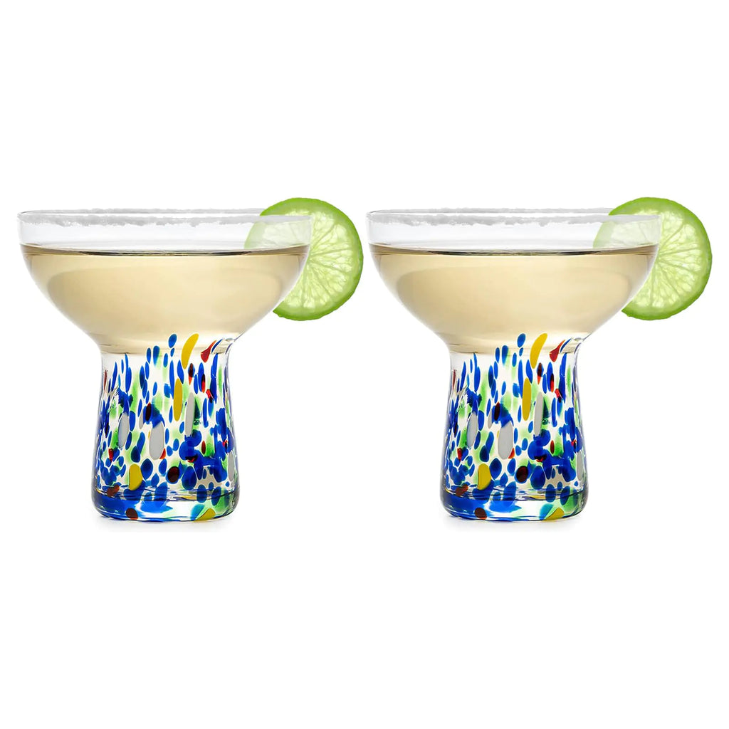 Set of 2-14oz Luxury Hand Blown Large Stemless Margarita Glasses