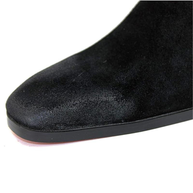 OSSTONE Men Chelsea Ankle Boots Leather Heeled Boots With Side Zipper Cuban Heel Dress Boots Disco Shoes OS-JY002 SUEDE