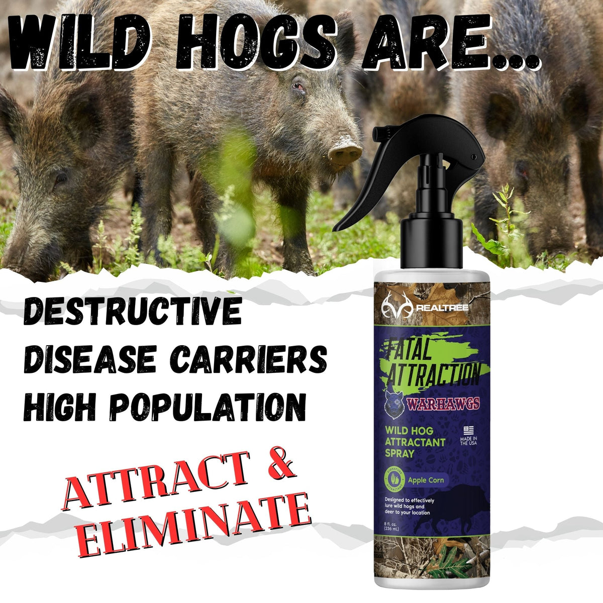 Realtree Fatal Attraction Warhawg Wild Hog Attractant – Apple Corn 16oz