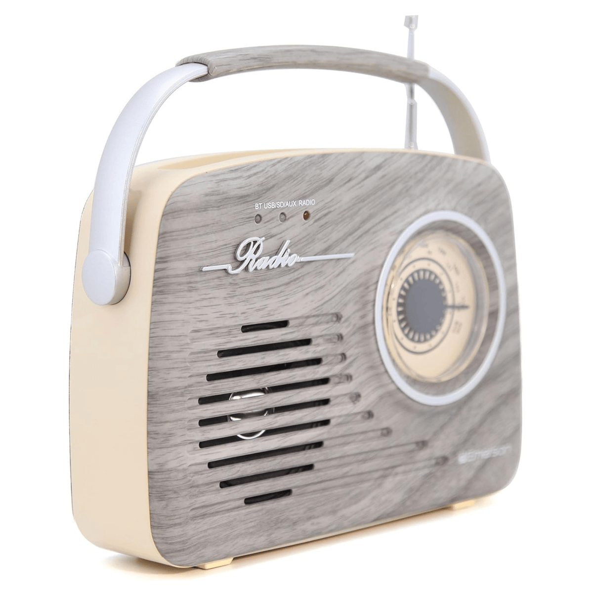 Emerson Portable Retro Radio with Built-In Rechargeable Battery and Memory Set