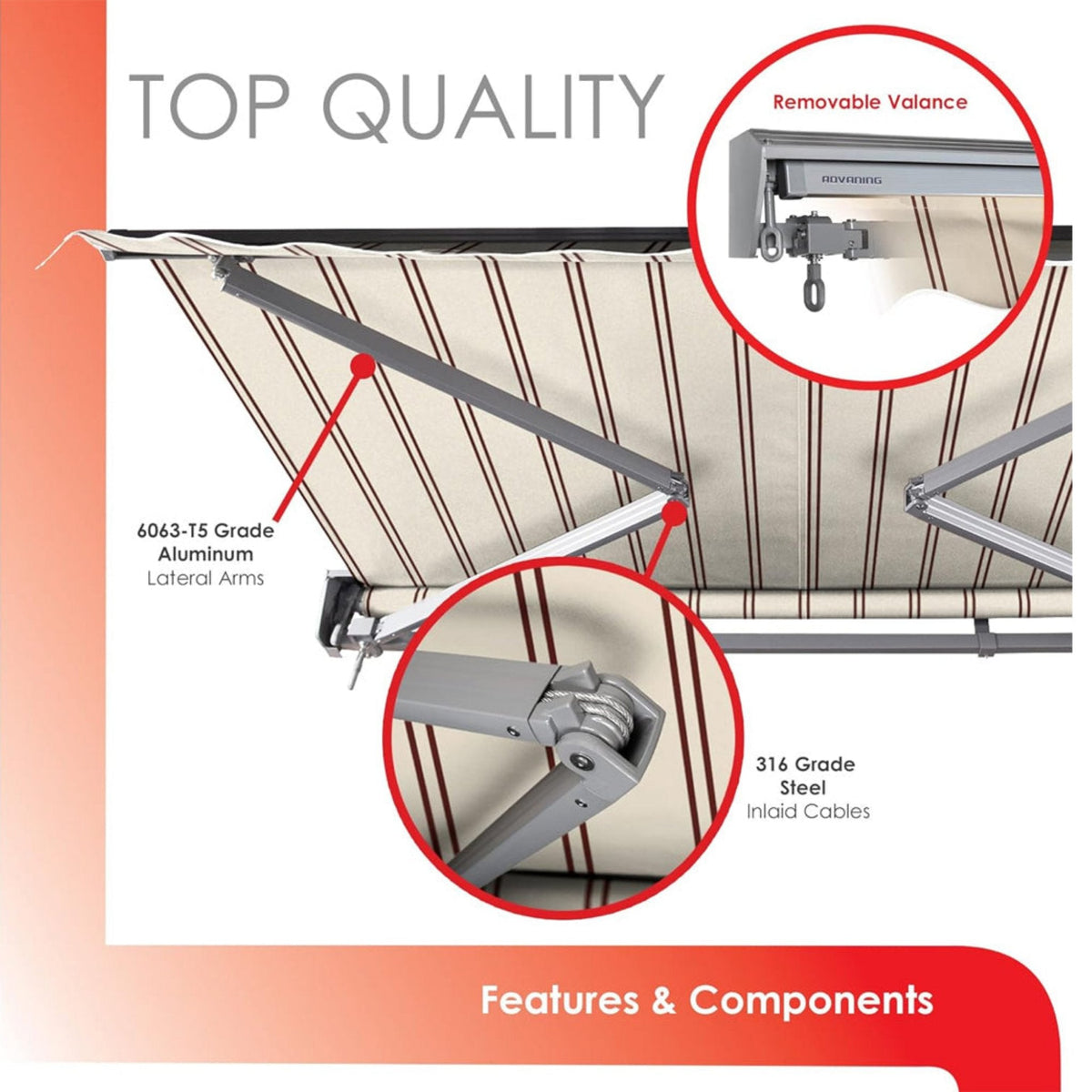 Advaning Classic Series Fully-Assembled Retractable Sun Shade Canopy Awning (SAK92851)