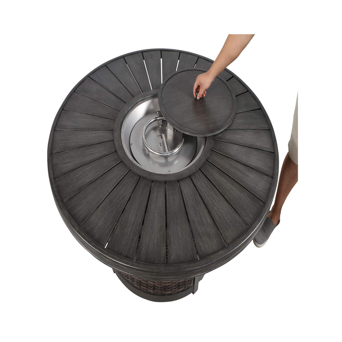 52-Inch Propane Fire Pit Wicker Table With Aluminum Top (SAK28510)
