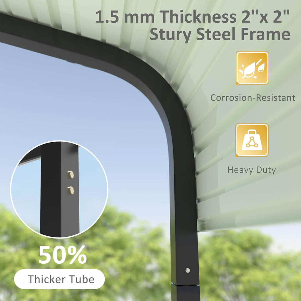 [20X20FT] Heavy-Duty Extra-Large 2 Car Metal Carport Kit For Cars, Boats, And Trucks (SAK46135)