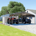 [20X20FT] Heavy-Duty Extra-Large 2 Car Metal Carport Kit For Cars, Boats, And Trucks (SAK46135)