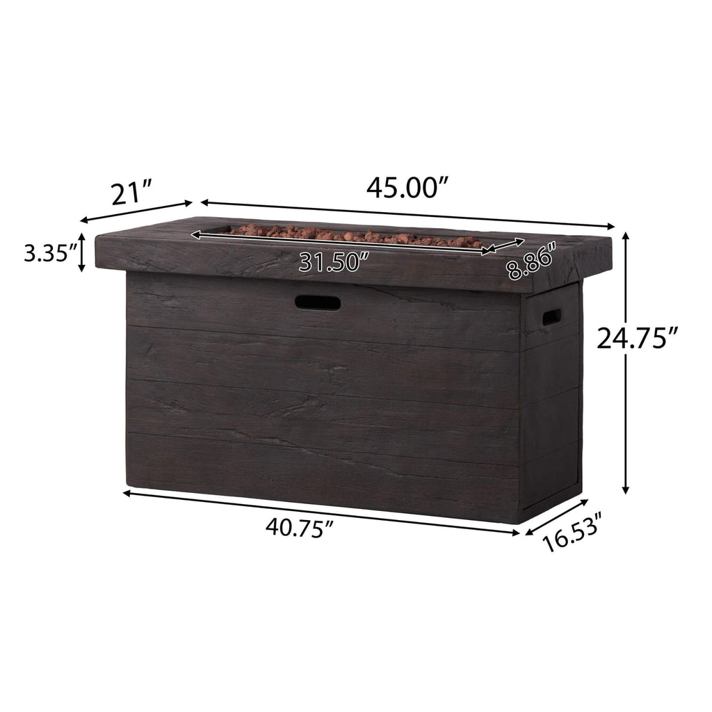 Luxury 45-Inch 50K BTU Rectangular MGO LP Fire Pit (SAK63874)