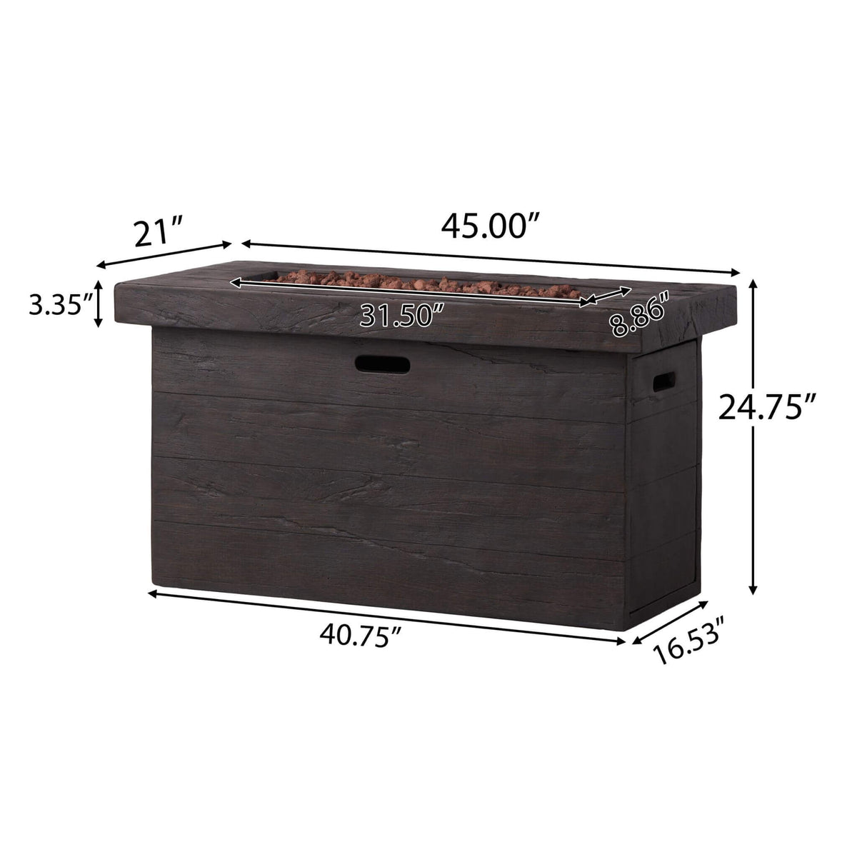 Luxury 45-Inch 50K BTU Rectangular MGO LP Fire Pit (SAK63874)