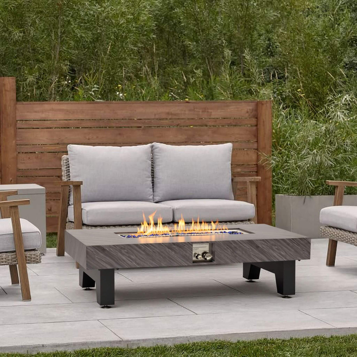 54-Inch Modern Outdoor Propane Fire Pit Table With Waterproof Cover (SAK42628)