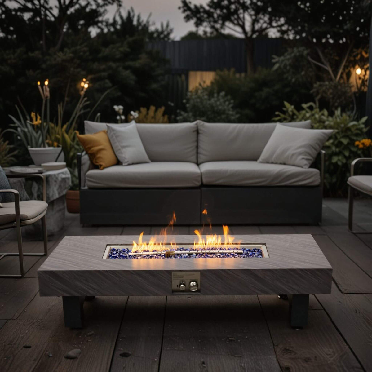 54-Inch Modern Outdoor Propane Fire Pit Table With Waterproof Cover (SAK42628)