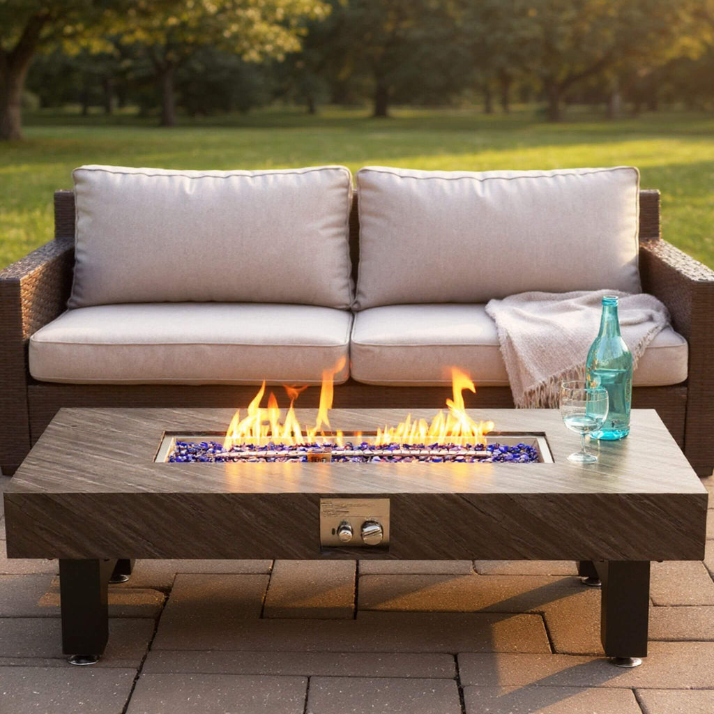 54-Inch Modern Outdoor Propane Fire Pit Table With Waterproof Cover (SAK42628)