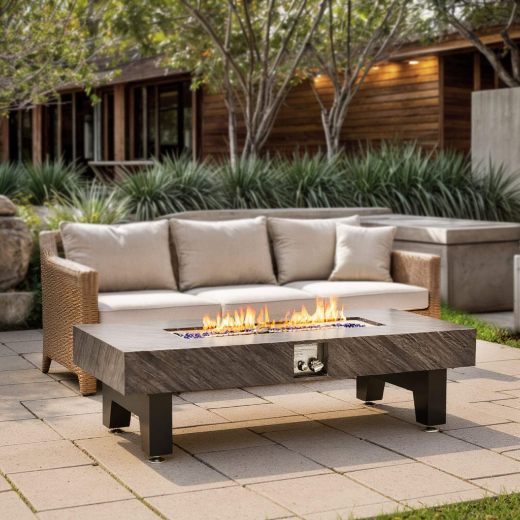 54-Inch Modern Outdoor Propane Fire Pit Table With Waterproof Cover (SAK42628)