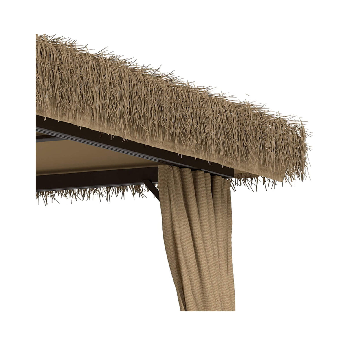 Outdoor Double Canopy Aluminum Patio Gazebo With Hawaiian Thatch Roof (SAK39068)
