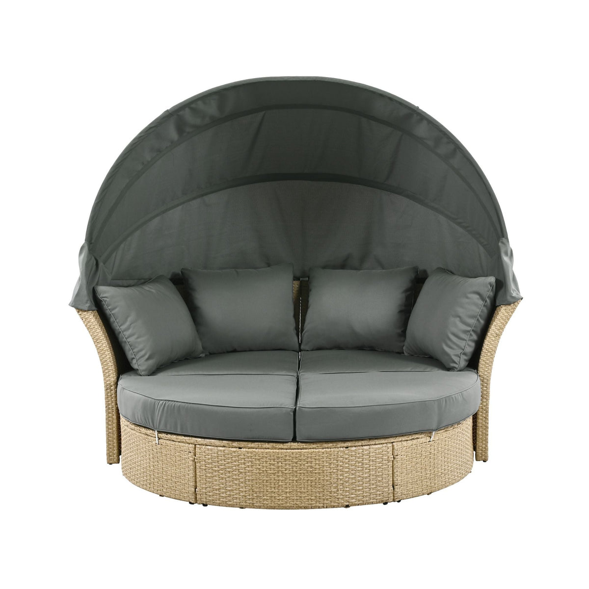 Premium Outdoor Garden Wicker Rattan Patio Daybed With Retractable Canopy (SAK43581)