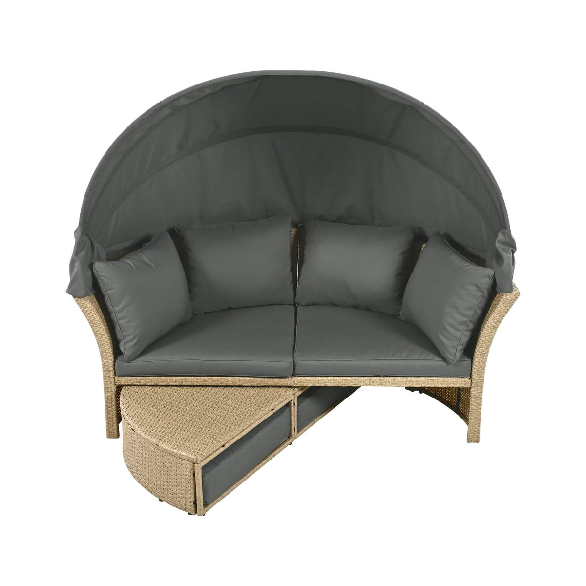 Premium Outdoor Garden Wicker Rattan Patio Daybed With Retractable Canopy (SAK43581)