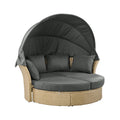 Premium Outdoor Garden Wicker Rattan Patio Daybed With Retractable Canopy (SAK43581)