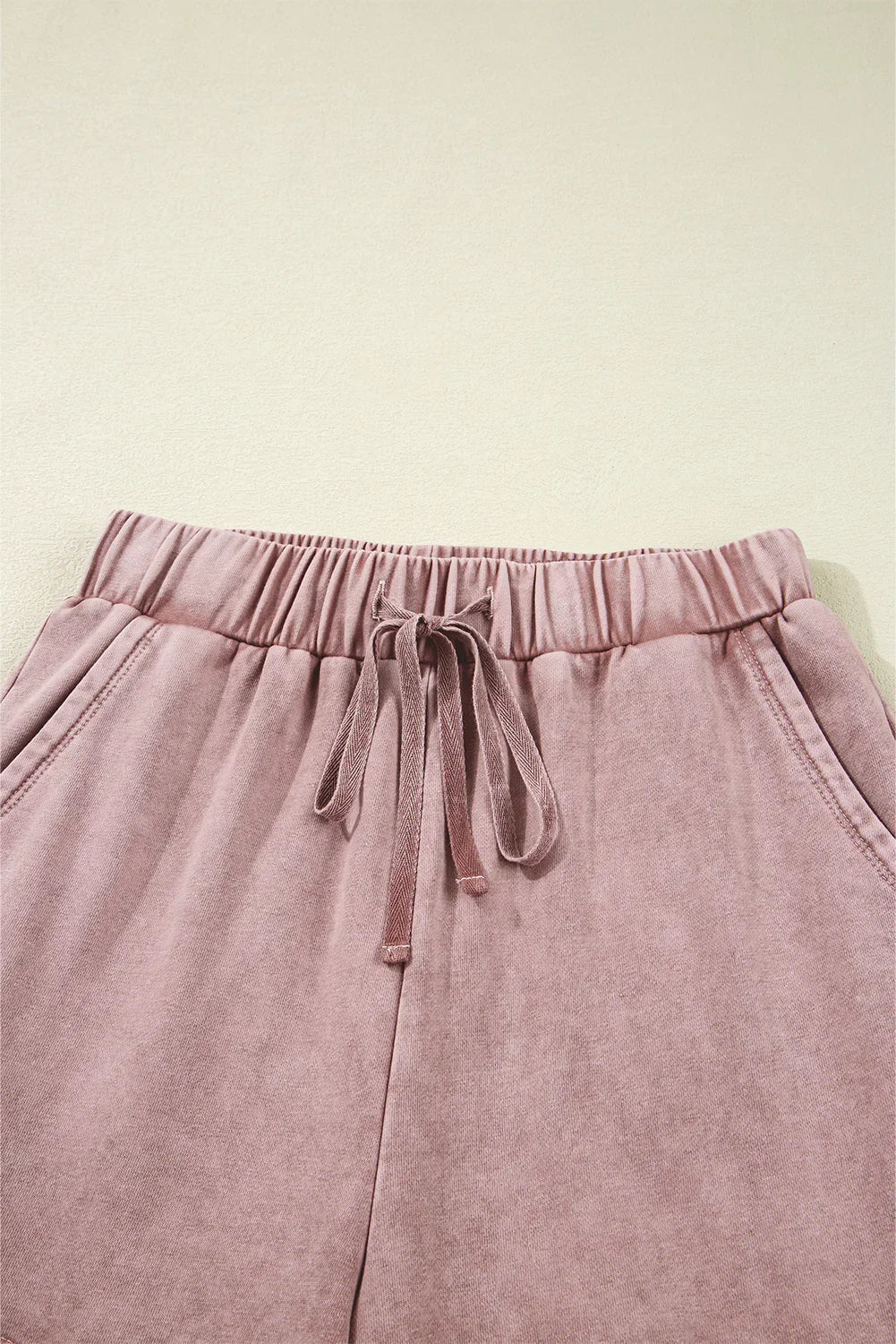 Mineral Wash Tiered Wide Leg Patchwork Drawstring Pants