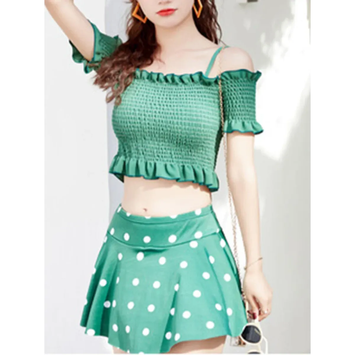 Bikini Set – Ruffled Off Shoulder High Waist Skirt