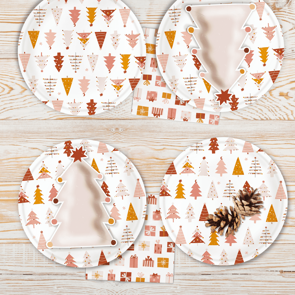 Pink Christmas Tree Paper Plates