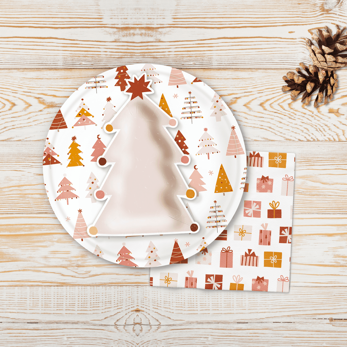 Pink Christmas Tree Paper Plates