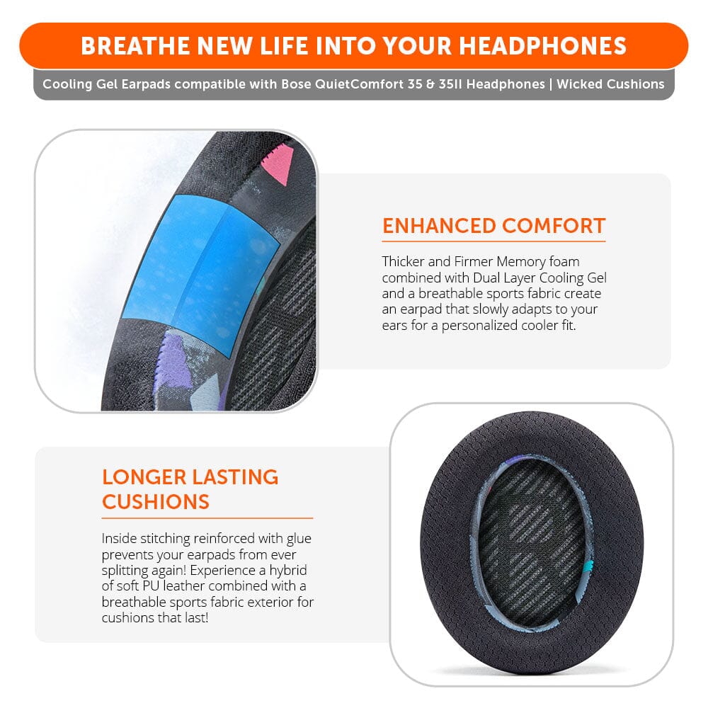 Bose QC35 Cooling Gel Earpads - WC FreeZe