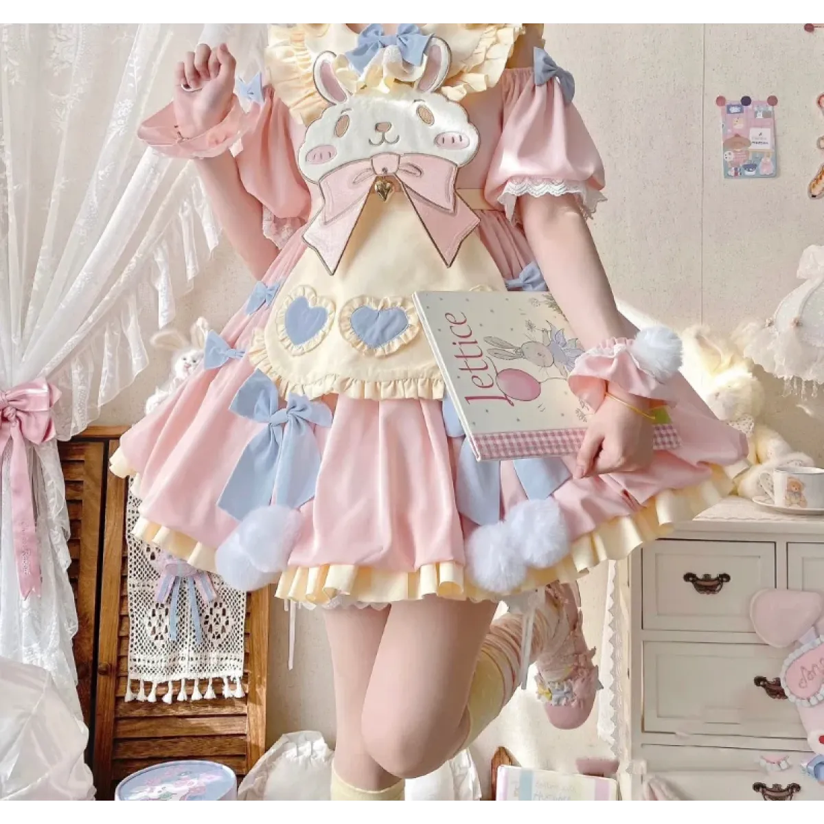 Pastel Lolita Bunny Bow Dress
