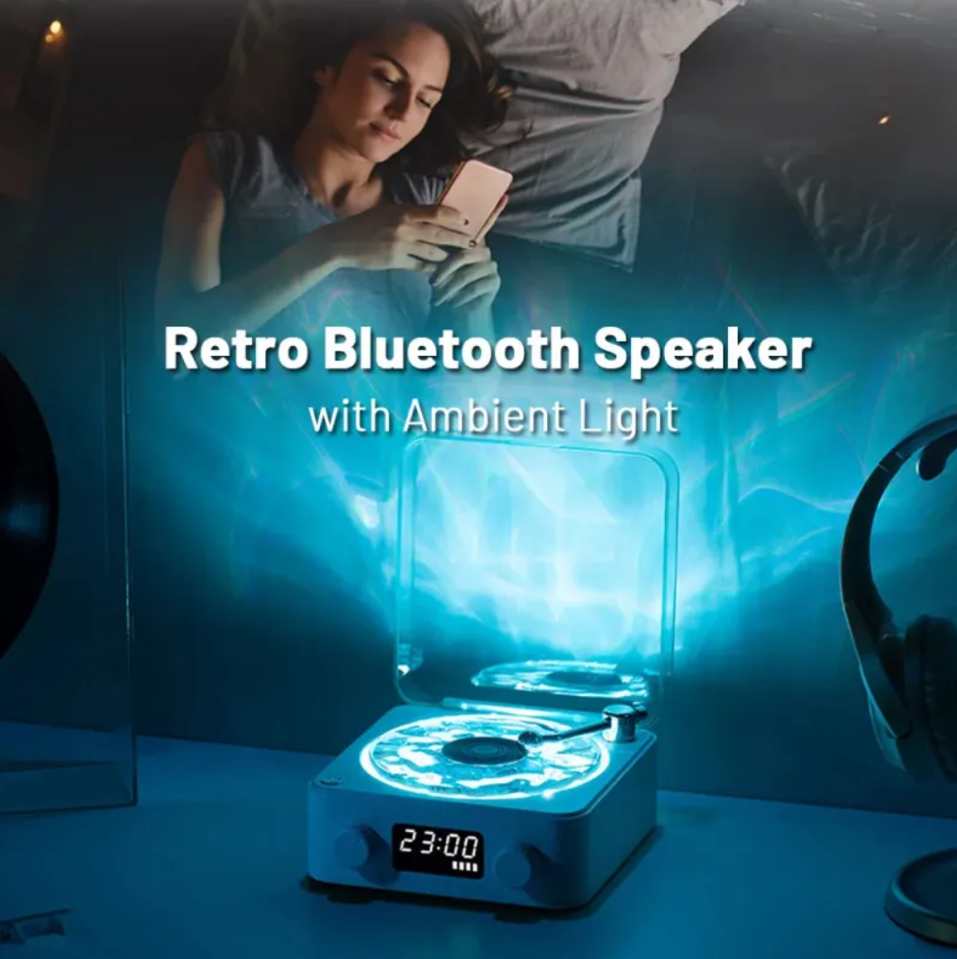 Retro Bluetooth Turntable Speaker with RGB Light