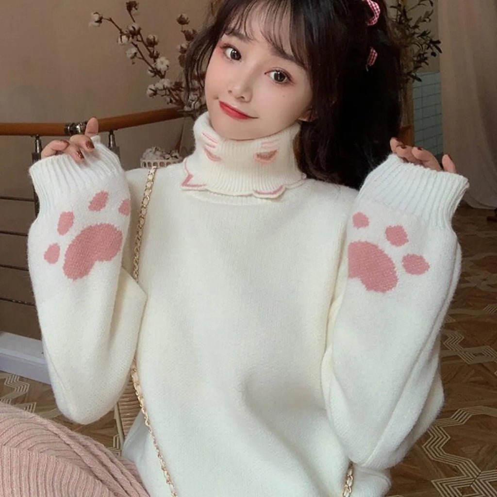 Kawaii Cat Paw Knit Sweater