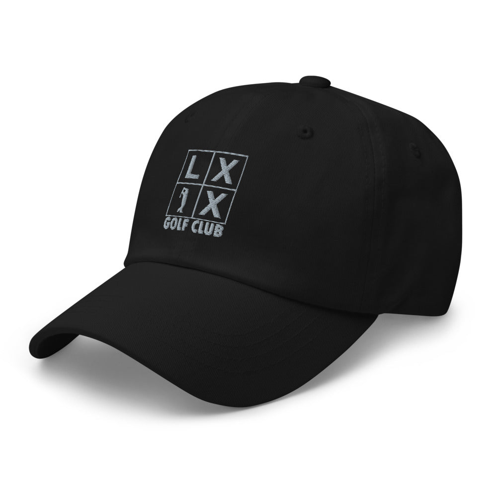 Four Box Logo Dad Hat — Low-Profile Cotton Golf Cap (Gray Logo)