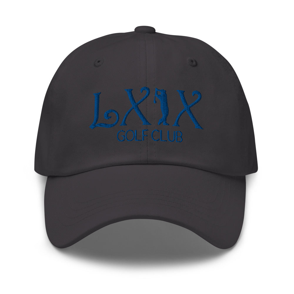 Curve Logo Dad Hat — Low-Profile Cotton Golf Cap (Blue Logo)