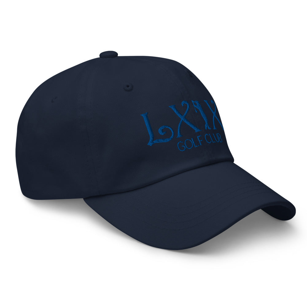 Curve Logo Dad Hat — Low-Profile Cotton Golf Cap (Blue Logo)