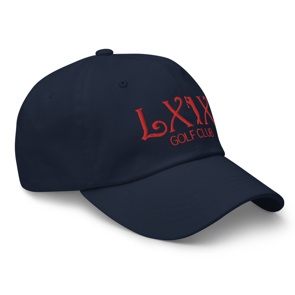 Curve Logo Dad Hat — Low-Profile Cotton Golf Cap (Red Logo)
