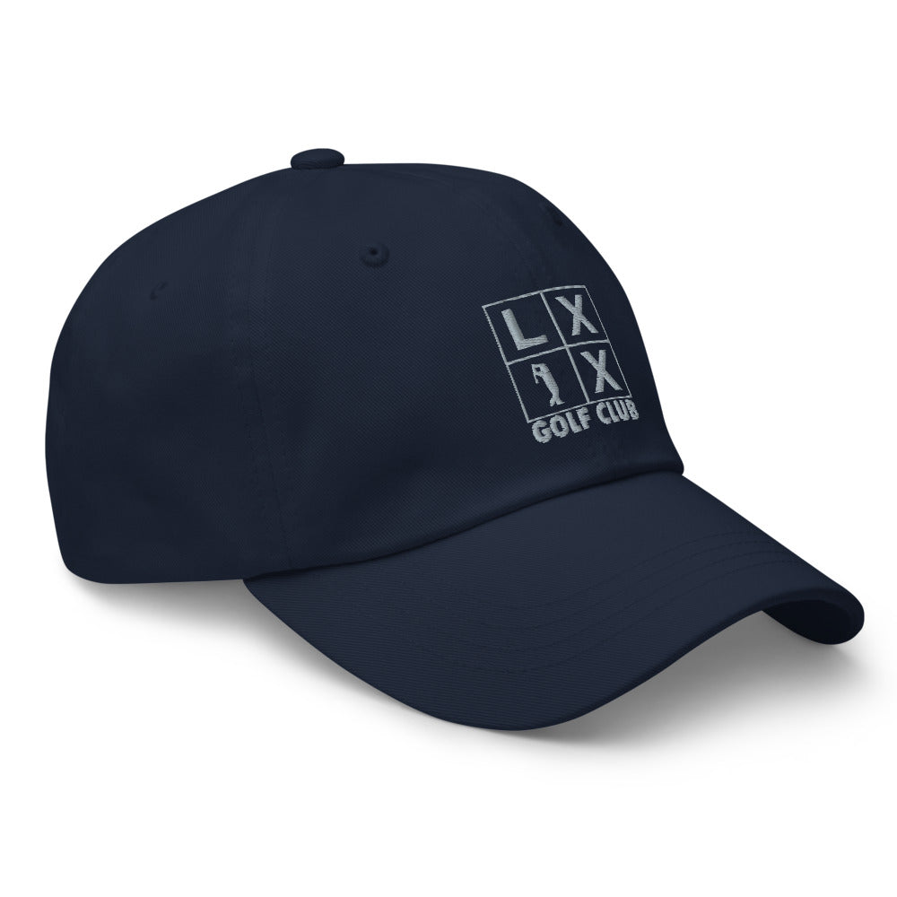 Four Box Logo Dad Hat — Low-Profile Cotton Golf Cap (Gray Logo)