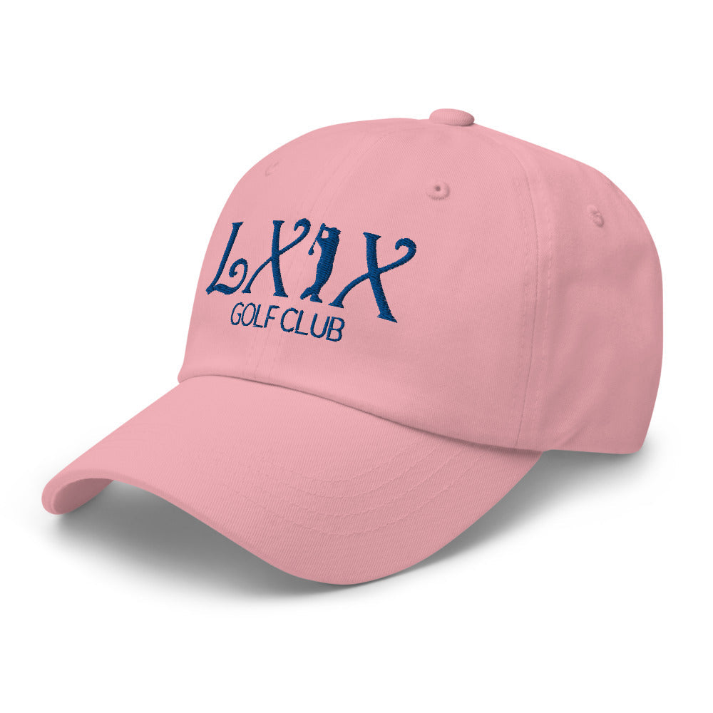 Curve Logo Dad Hat — Low-Profile Cotton Golf Cap (Blue Logo)