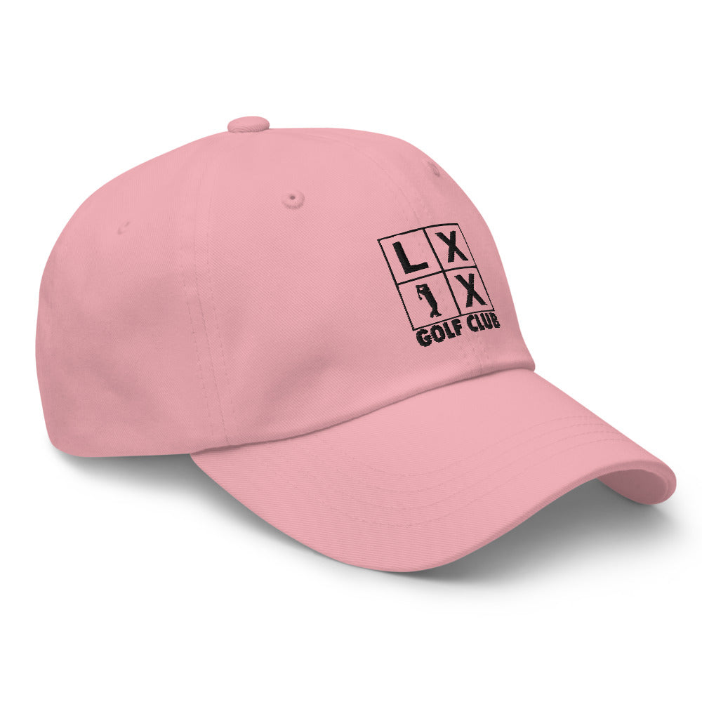 Four Box Logo Dad Hat — Low-Profile Cotton Golf Cap (Black Logo)