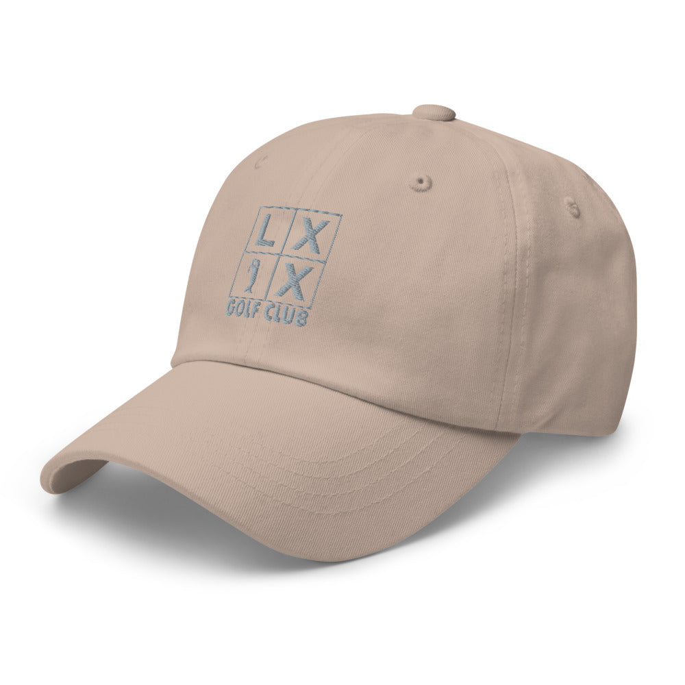 Four Box Logo Dad Hat — Low-Profile Cotton Golf Cap (Gray Logo)