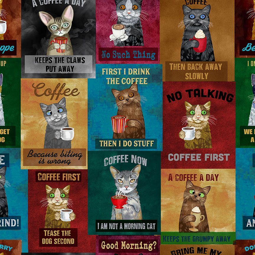 Cats & Coffee Collared Dress