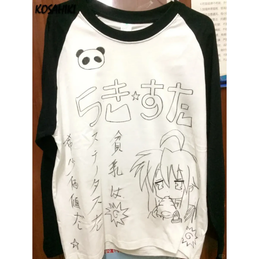 Harajuku Anime Contrast Sleeve Tee