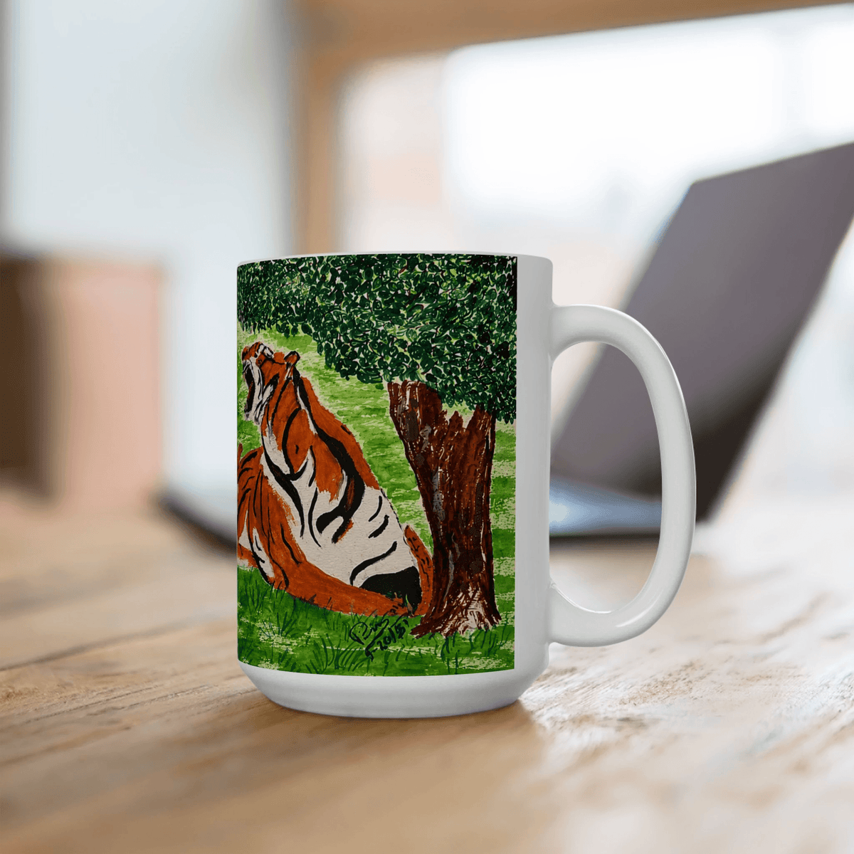 PimsArt Fierce Roaring Tiger Pair Mug From Original Painting