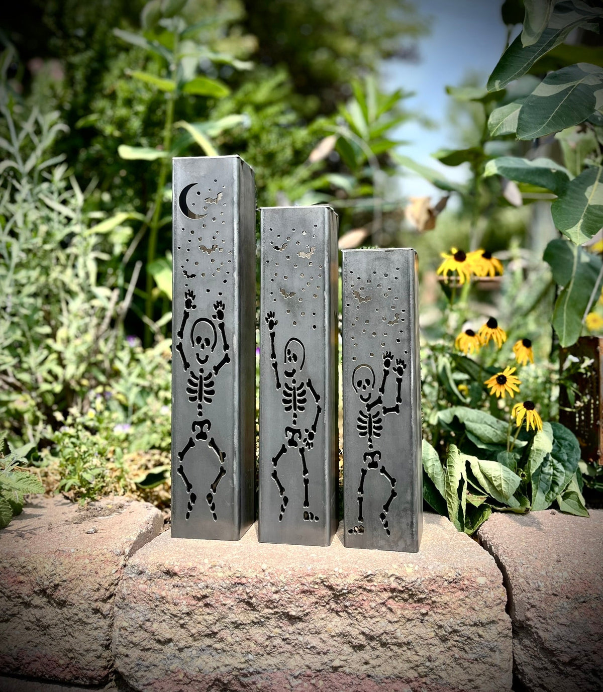 Dancing Bones Solar Tube Lights - Skeletons - Steel