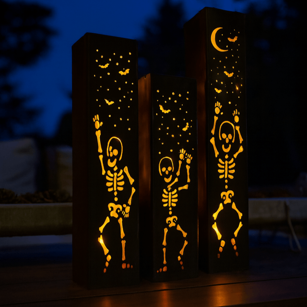 Dancing Bones Solar Tube Lights - Skeletons - Steel