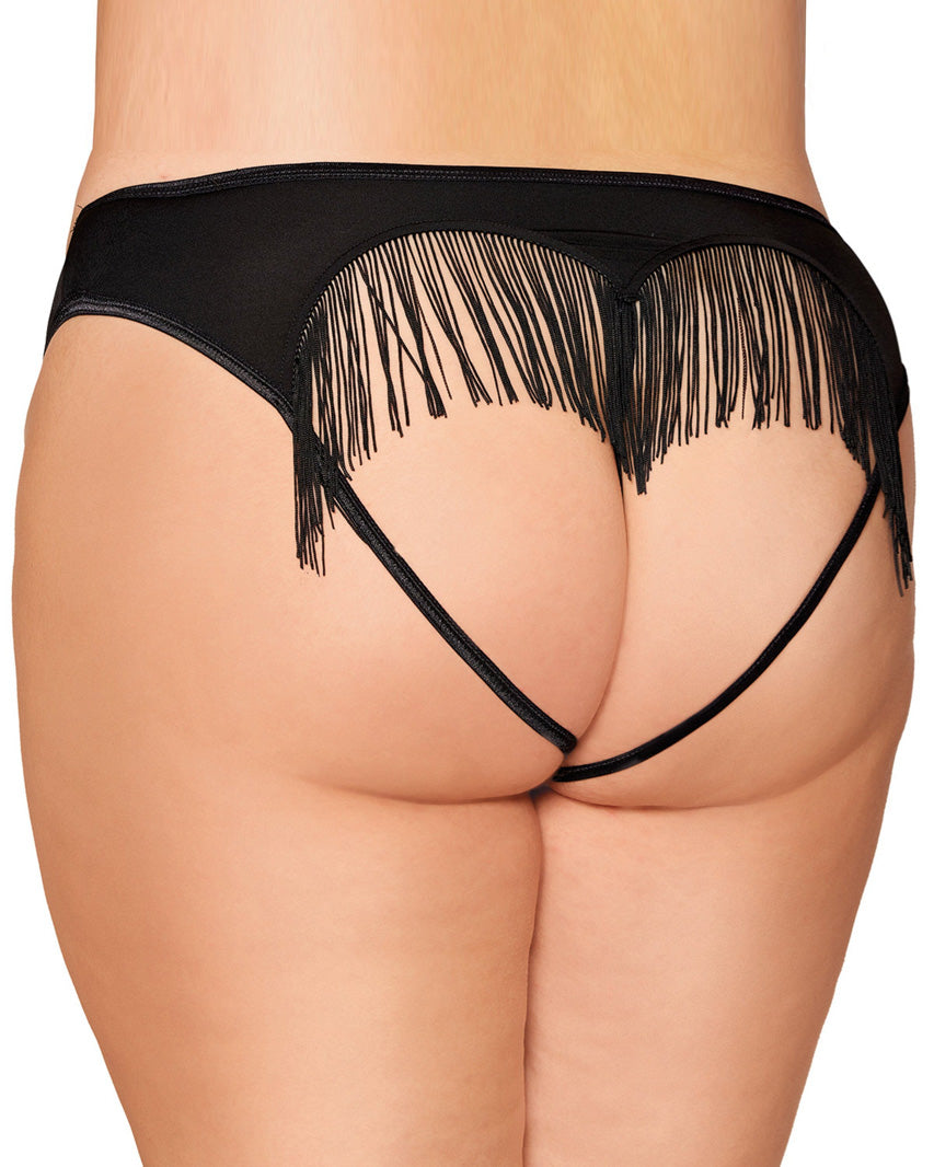 Plus Size Heart Back Fringe Panty