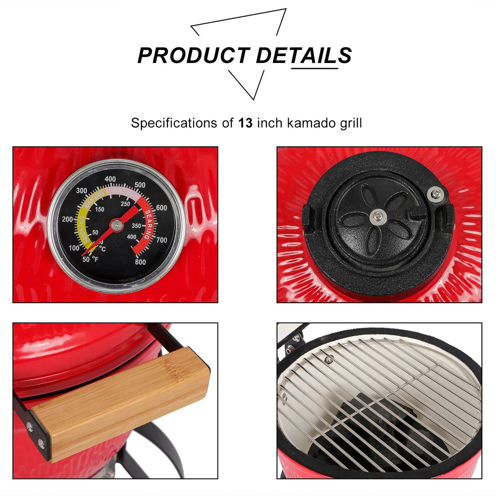 13" Ceramic Charcoal Grill XH – Compact Kamado-Style Outdoor Cooker