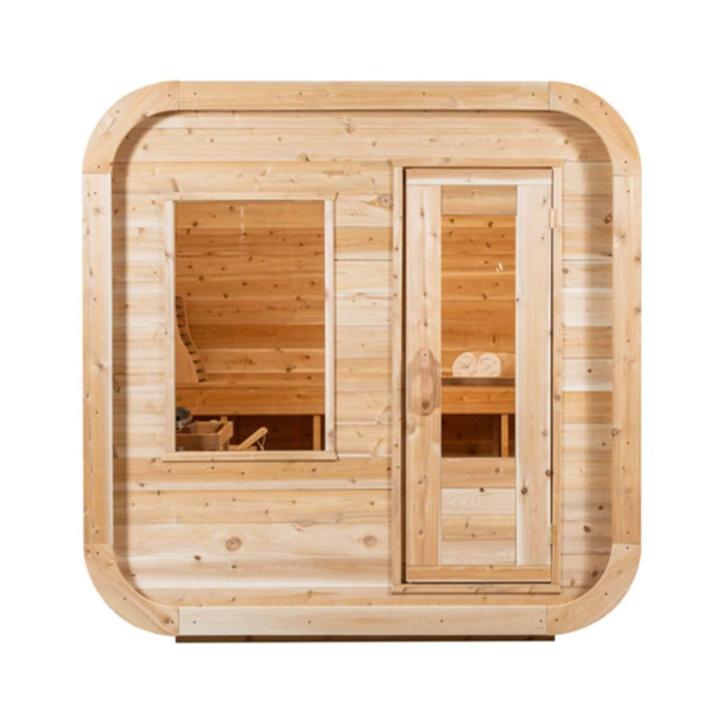 Dundalk Leisurecraft 4-Person Canadian Timber Luna Cube Sauna With Sloped Roof And Front Window [CTC22LU] (SAK96475)