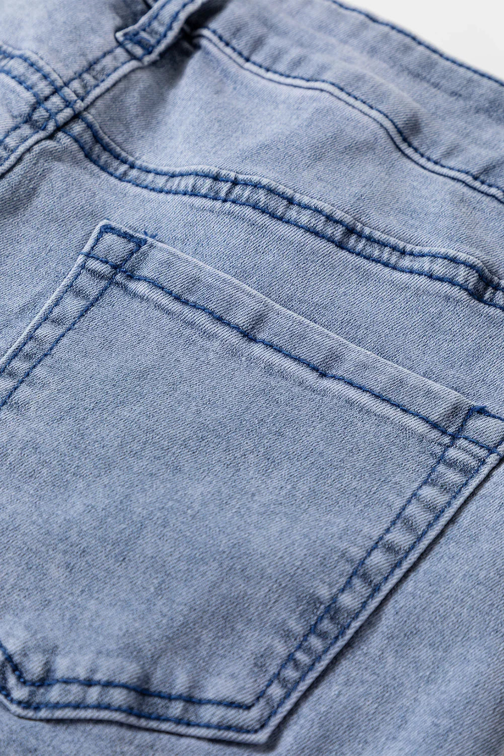 Beau Blue Button Zip High Waist Flared Hem Jeans